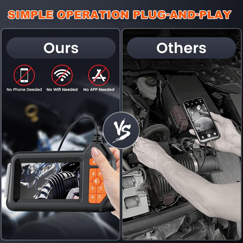 Industrial Endoscope Camera HD 1080P 4.3″ IPS Pipe Inspection Car Repair IP67