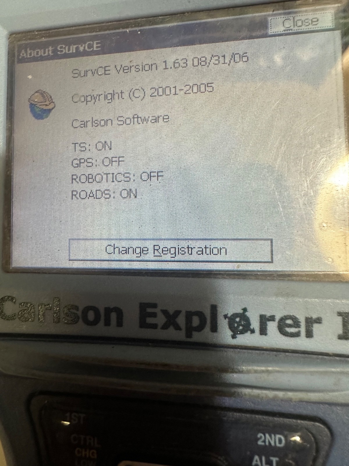 Carlson Explorer II Data Collector w/ SurvCE 1.63 (TS and ROADS) – For Parts