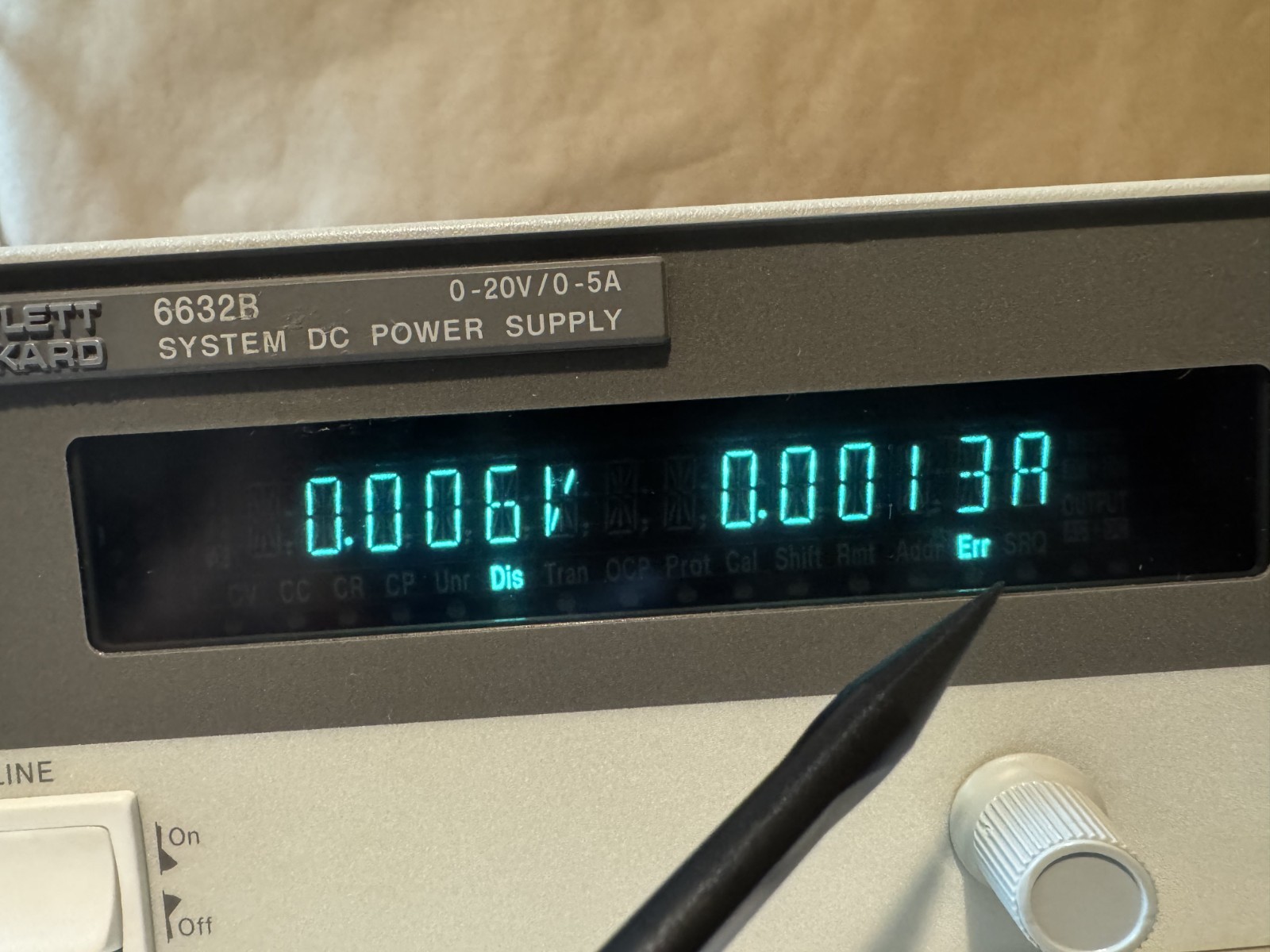 HP 6632B System DC Power Supply 0-20V/0-5A 100W