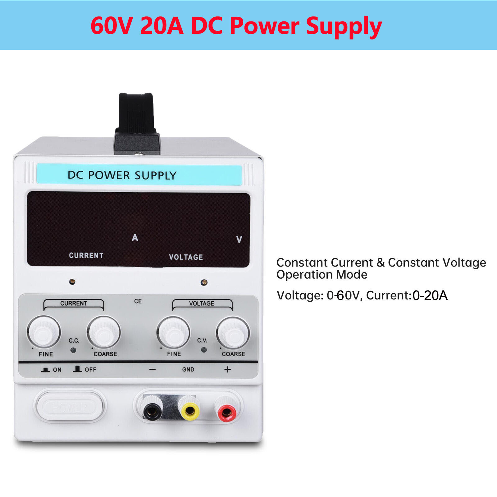220V 0-60V 0-20A Adjustable DC Power Supply Precision Variable Digital Lab Test