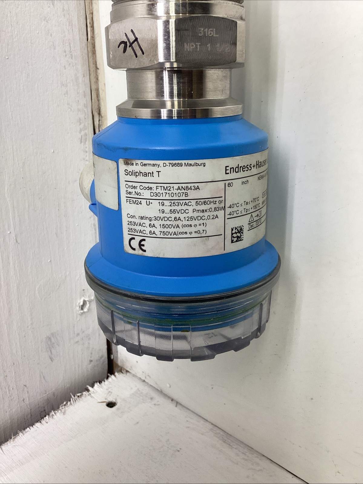 Endress+Hauser Soliphant T Level Limit Switch FTM21-AN843A 19-253VAC 60” NEW
