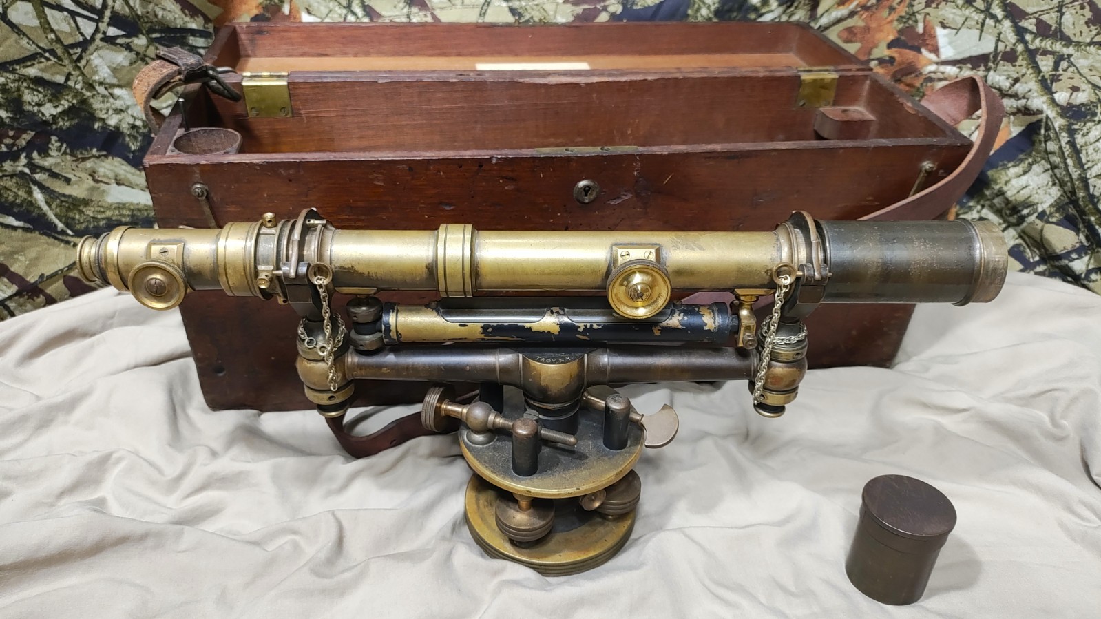 Early 1900’s W&LE Gurley 21” Brass Surveyor Wye Level Transit with Wooden Case