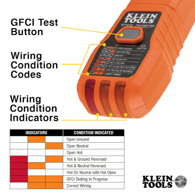 Klein Tools ET310 Digital Circuit Breaker Finder with GFCI Outlet Tester
