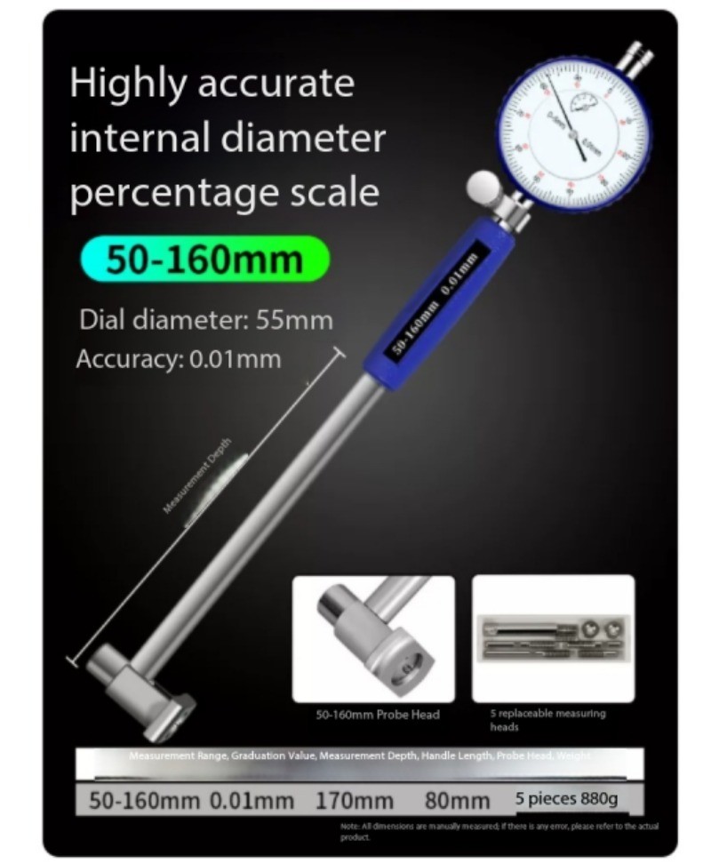 Internal Diameter Dial Gauge CylinderGauge Dial GaugeSet for MeasuringCylinders