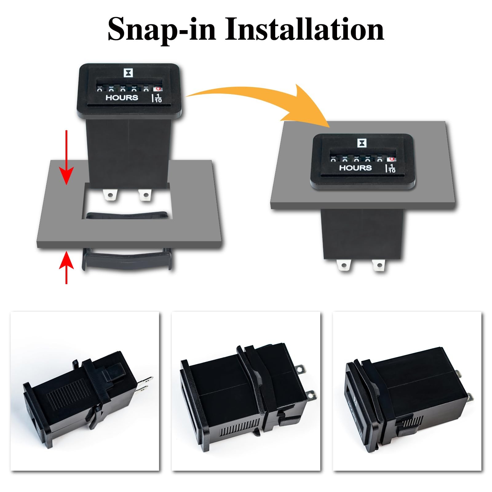 Jayron JR-HM001 Snap in Mechanical Hour Meter Rectangular for DC…
