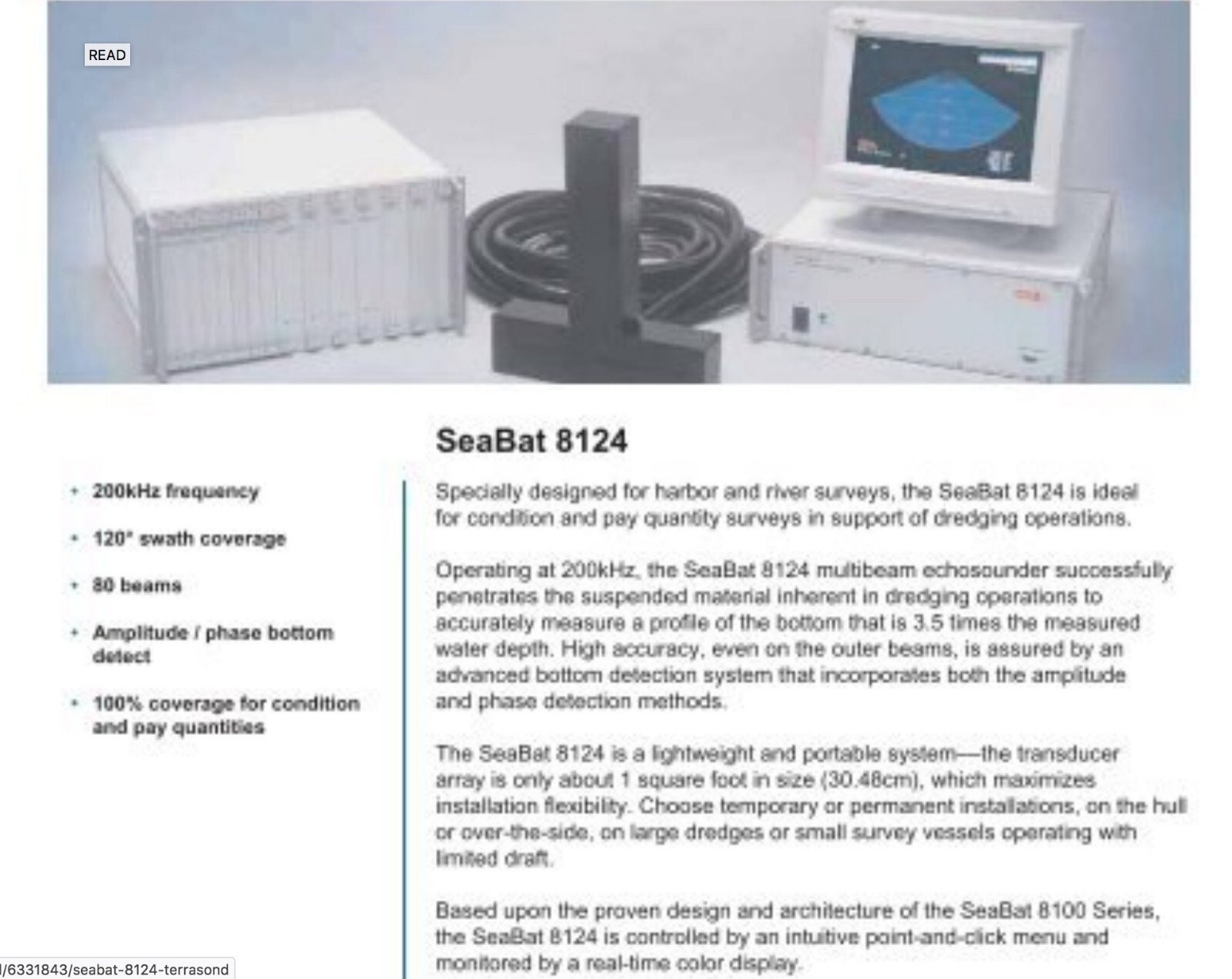 Reson SeaBat 8124 MultiBeam Echosounder System