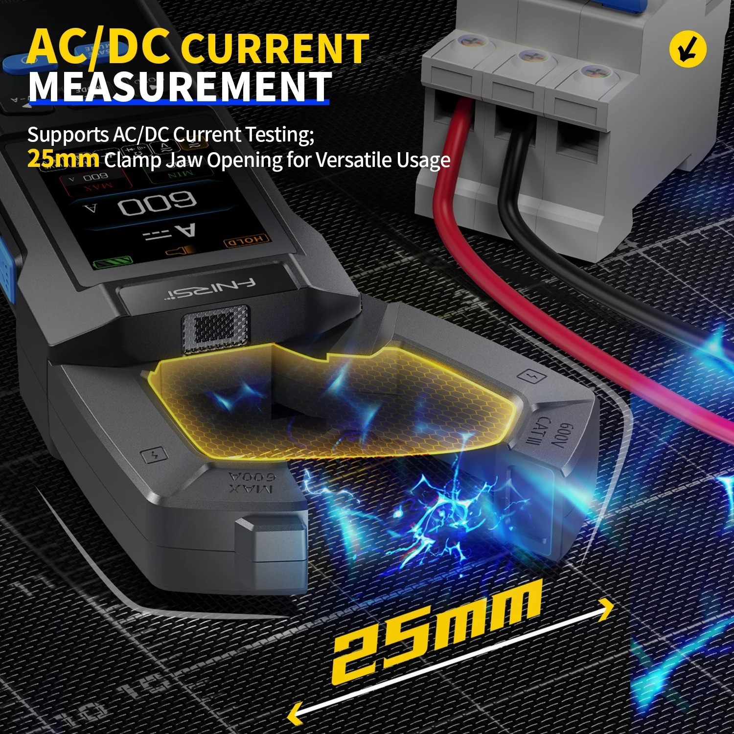 FNIRSI DMC-100 Clamp Meter 10000 Counts TRMS AC DC 600A Digital Multimeter USB