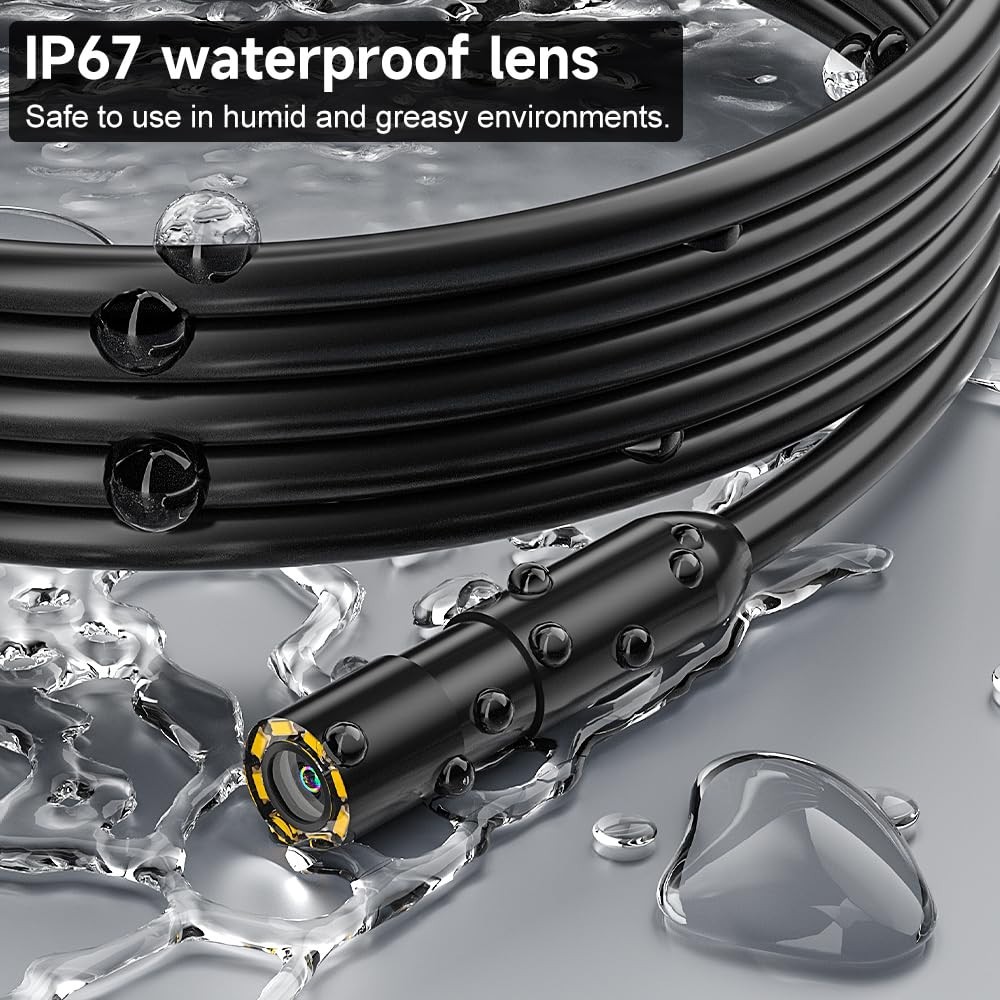 4.3-Inch HD Inspection Camera with Detachable 16.4ft Cable & 8 Adjustable LEDs