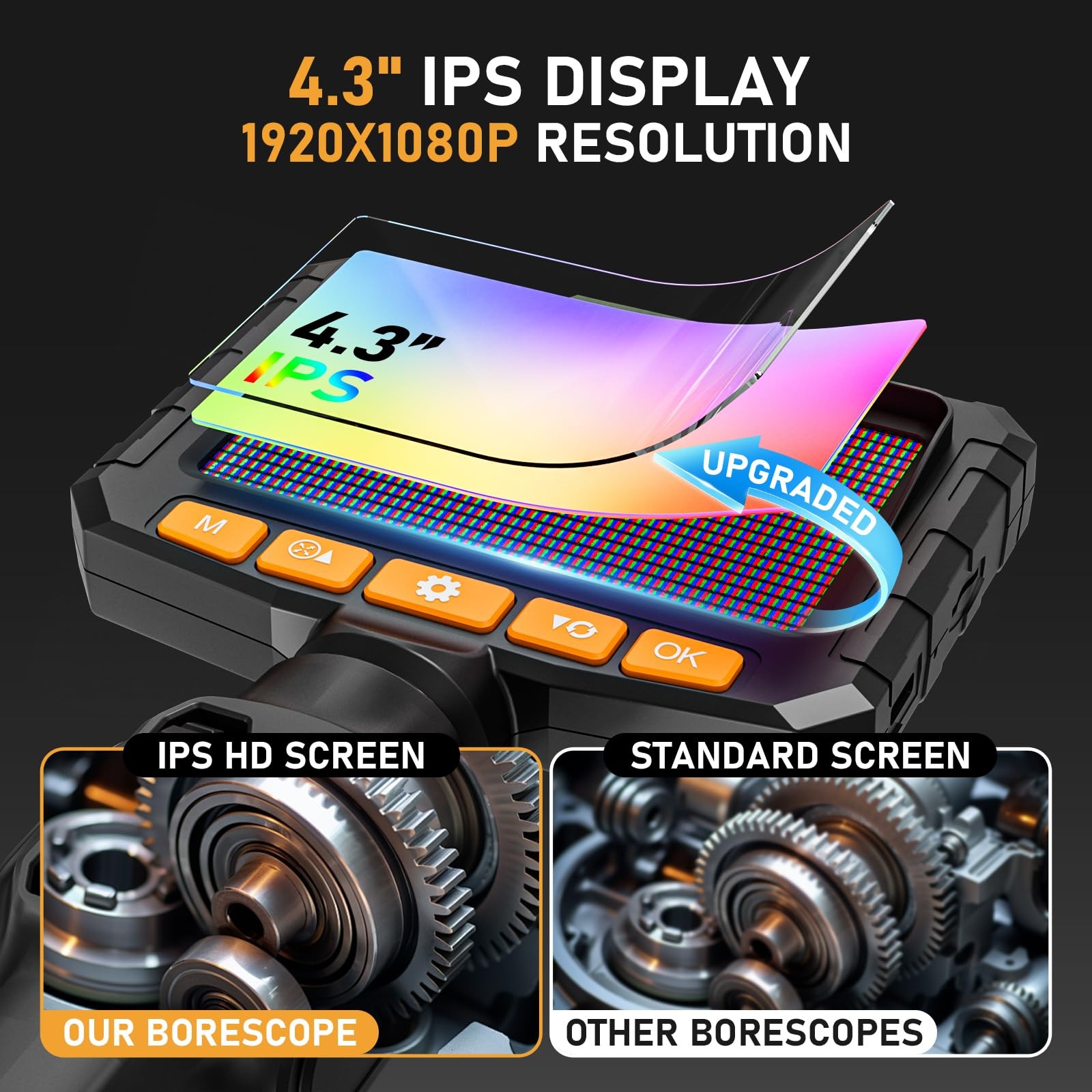 Two-Way Articulating Borescope Camera with Light, Industrial Endoscope