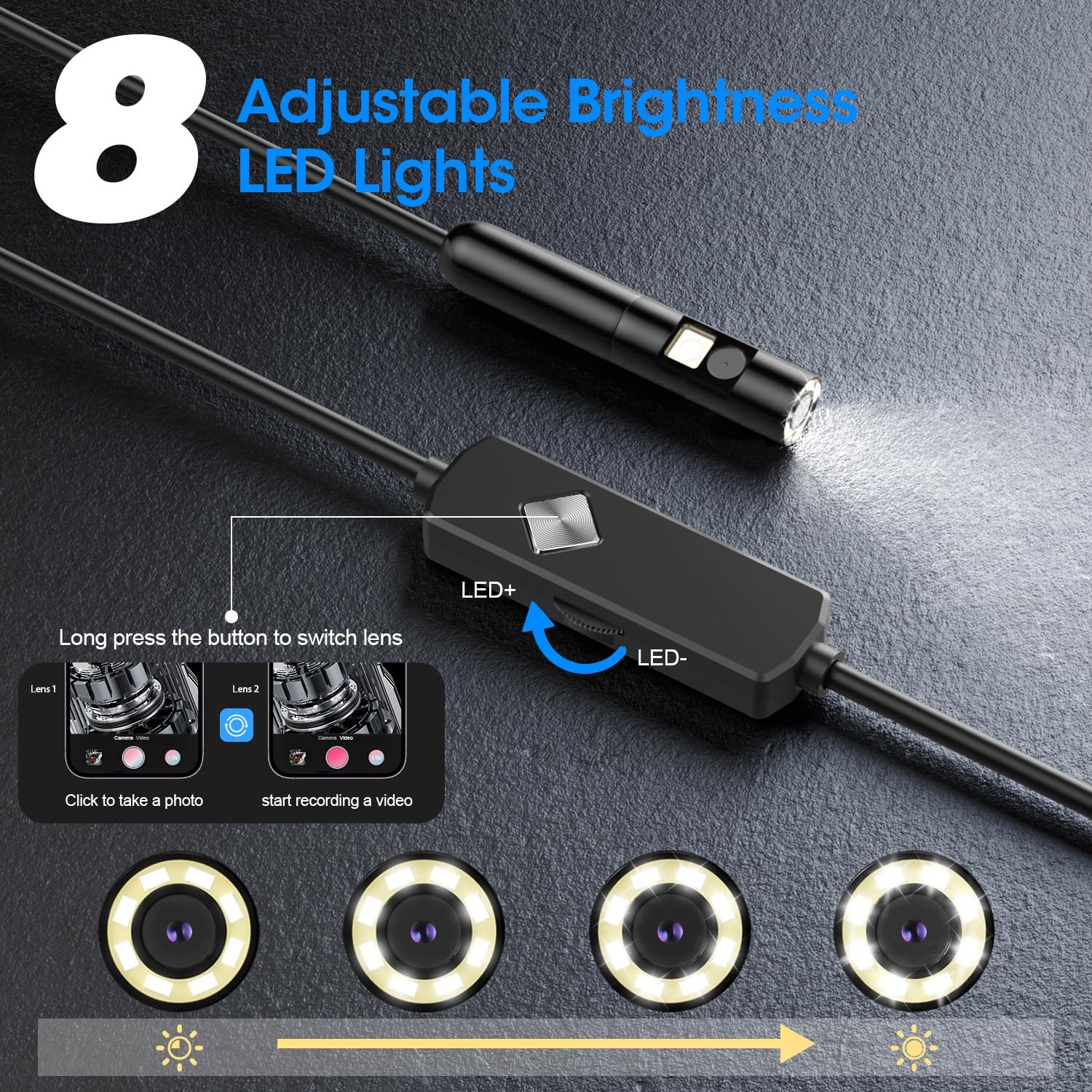Dual Lens 16.4FT Borescope Inspection Camera