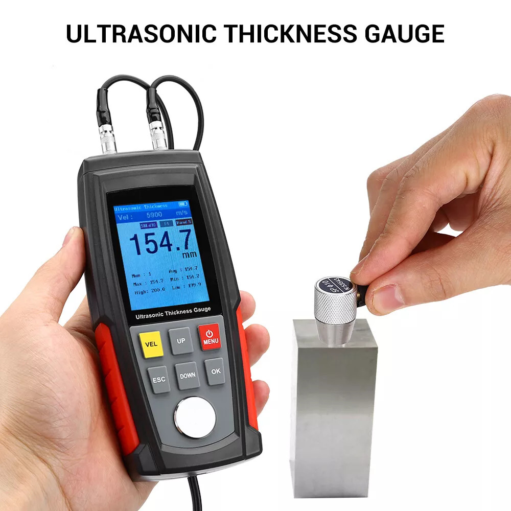 Digital Ultrasonic Thickness Gauge Meter Tester 1-300mm Tool for Metal Cast Iron