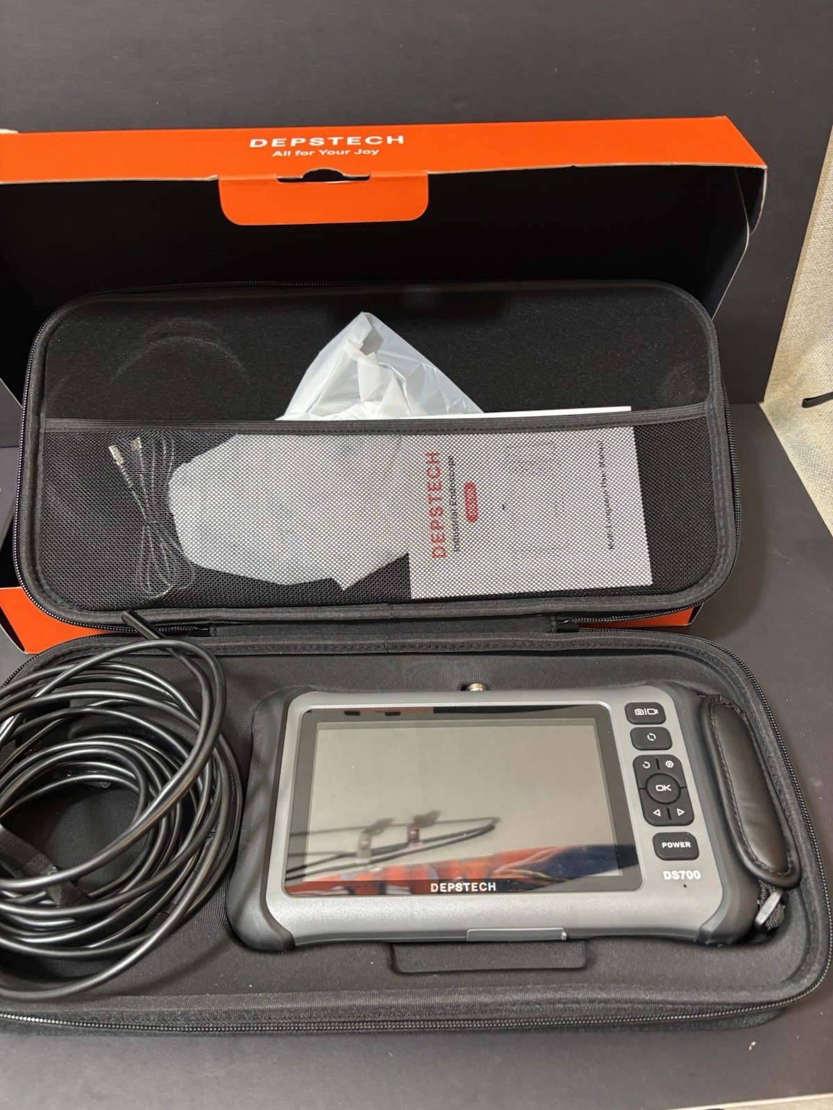 DEPSTECH 7” IPS Endoscope Camera w/ Lights 1080P Triple-Lens Digital Bore DS700