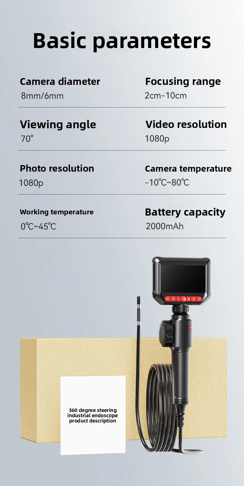 S20B 4.3 Inch Screen 360° Portable Borescope Camera for Auto Repair