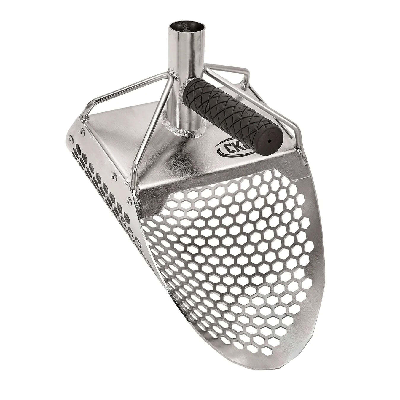 CKG HEAVY DUTY STAINLESS SAND SCOOP HEXAHEDRON HOLES WITH CARBON FIBER HANDLE