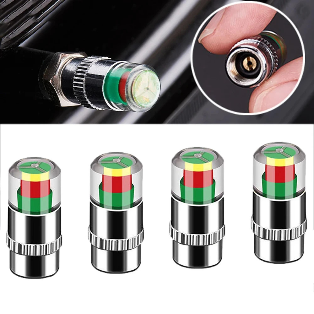 Cars Tire Air Pressure Monitor Alert 4Pcs/set Indicator Valve Cap Gauge…