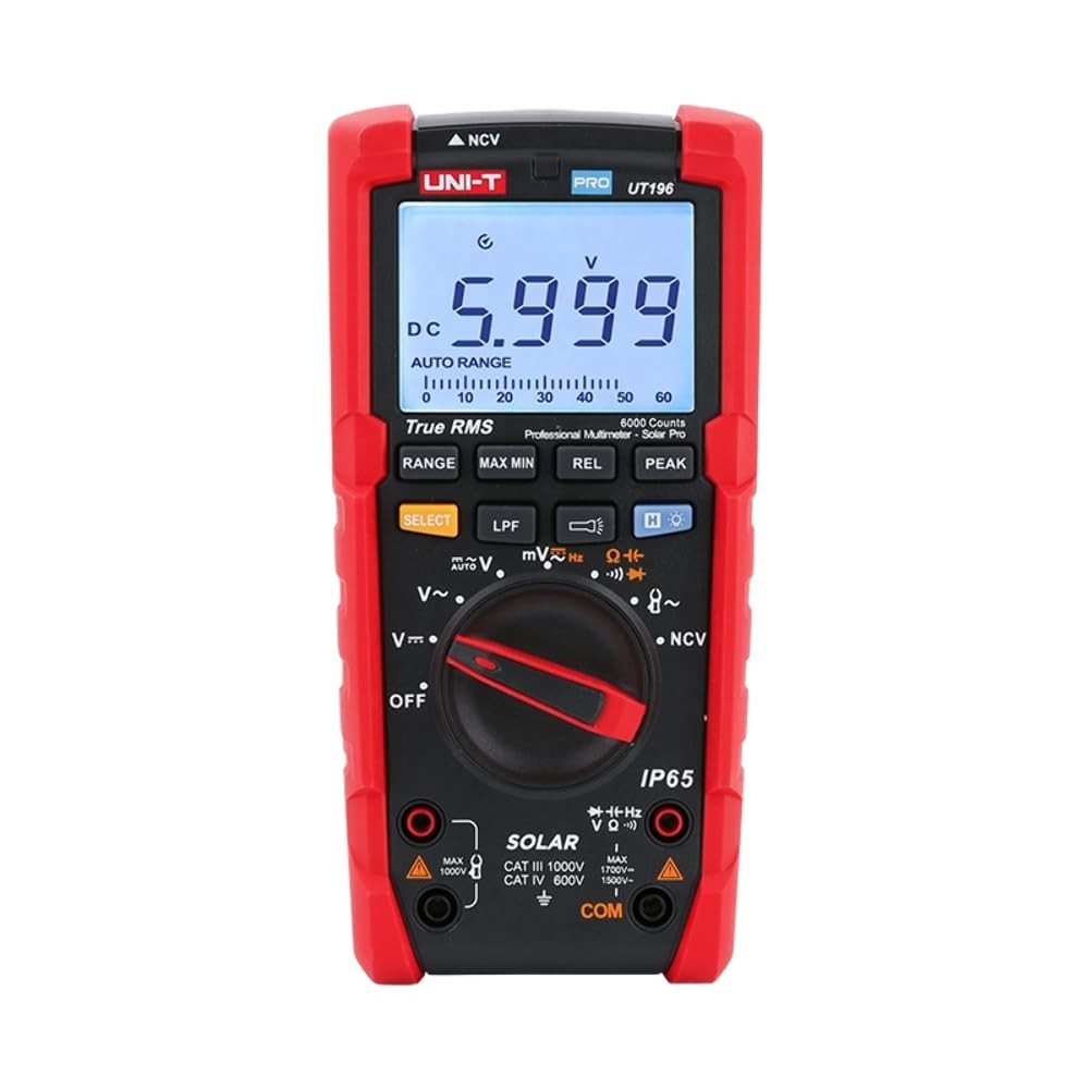 UT196 Solar Multimeter – True RMS 6000 Counts, 1700V DC/1500V AC Tester