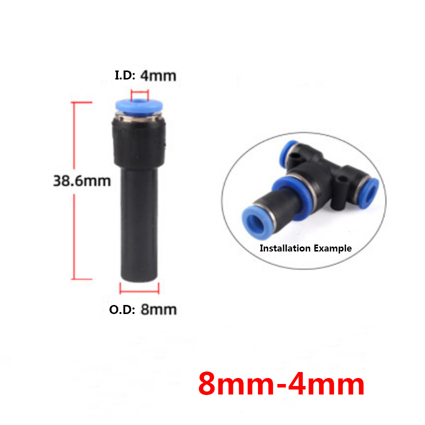 Ø 4-12mm Pneumatic Tube Hose Reducer Adapter Push-In Fittings Straight Connector
