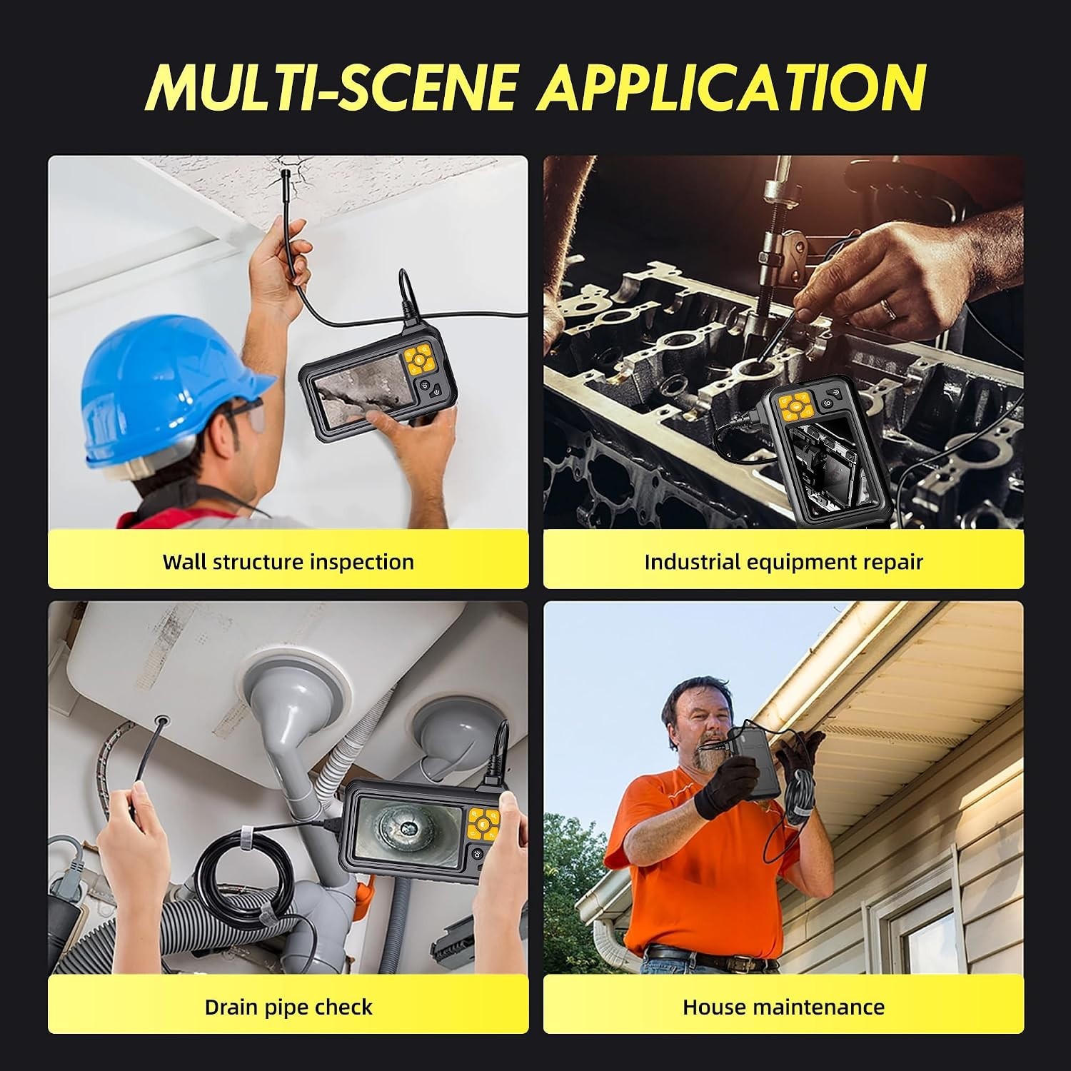 Industrial 1080P Inspection Camera with Lighting – 4.3 Inch Screen & Accessories