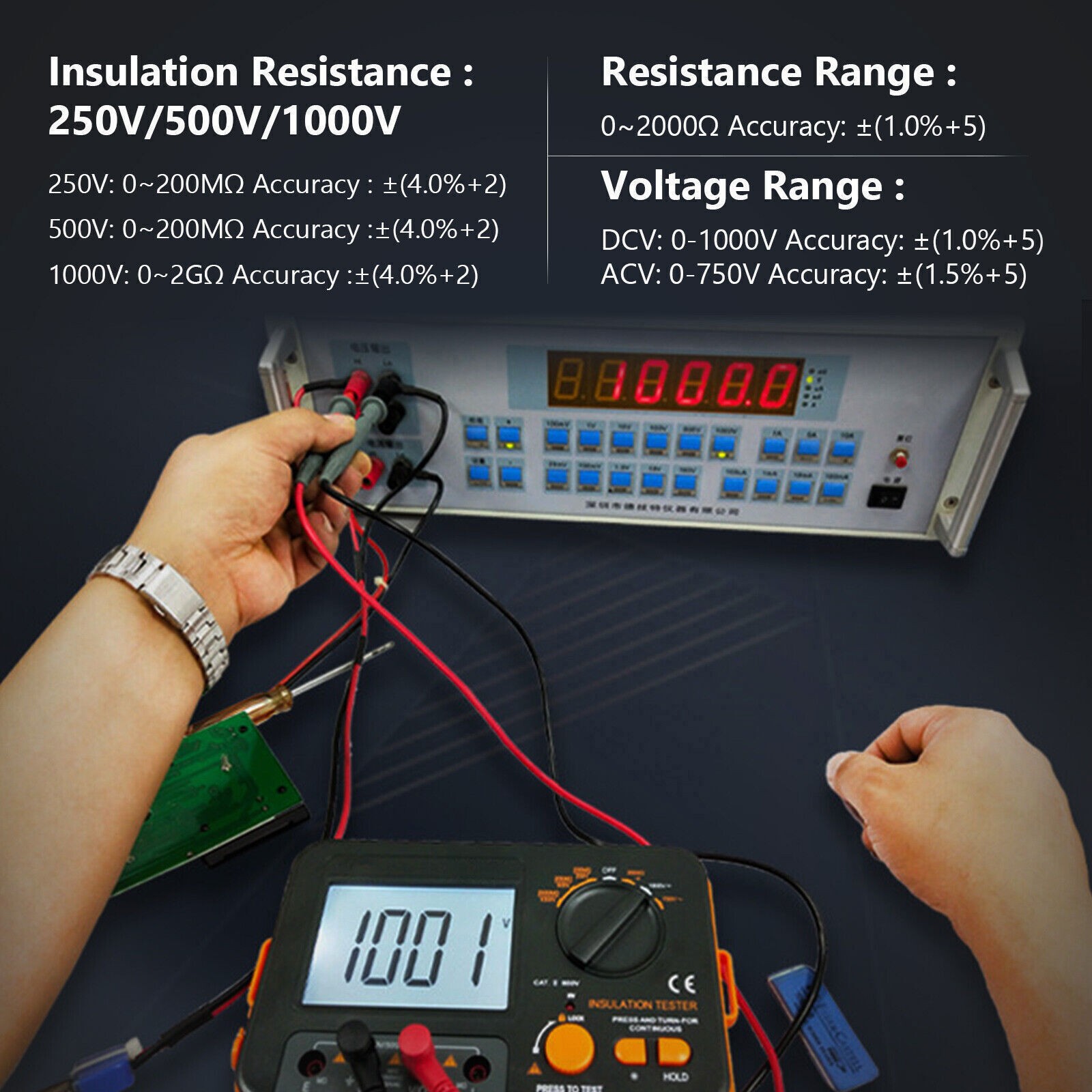 Electrical Megohmmeter 250V1000V Insulation Resistance Tester Voltage/Continuity