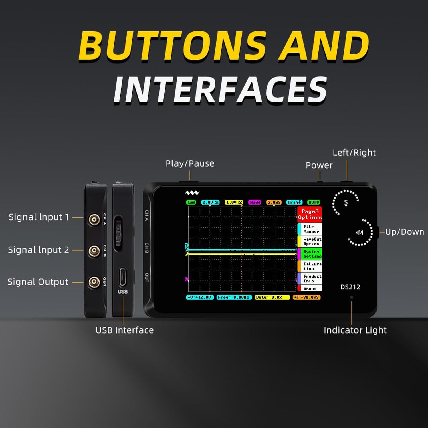 MINIWARE Pocket Oscilloscope DS212, Portable Oscilloscope Mini Size Handheld,…
