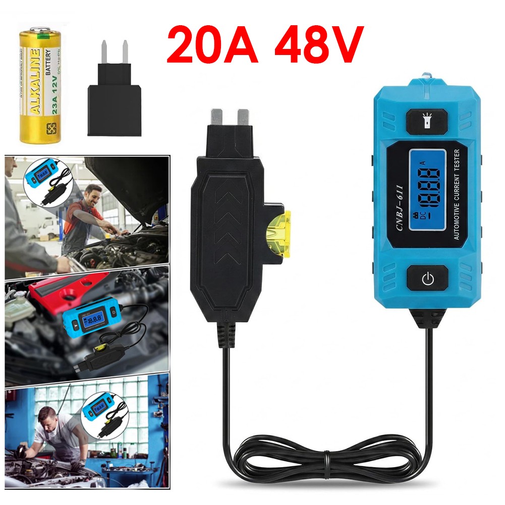 Car Circuit Tester Fuse Tester Automotive Current Tester Blade Fuse 20A Max 48V