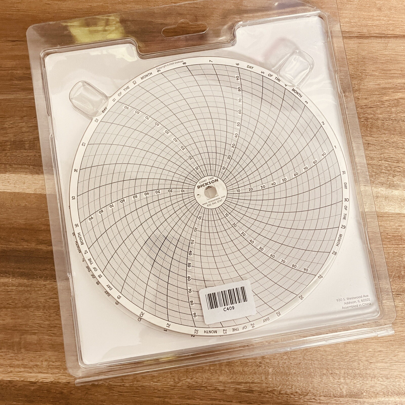 Dickson C409 Chart, 8 In, 0 To 100, 31 Day, 60PC