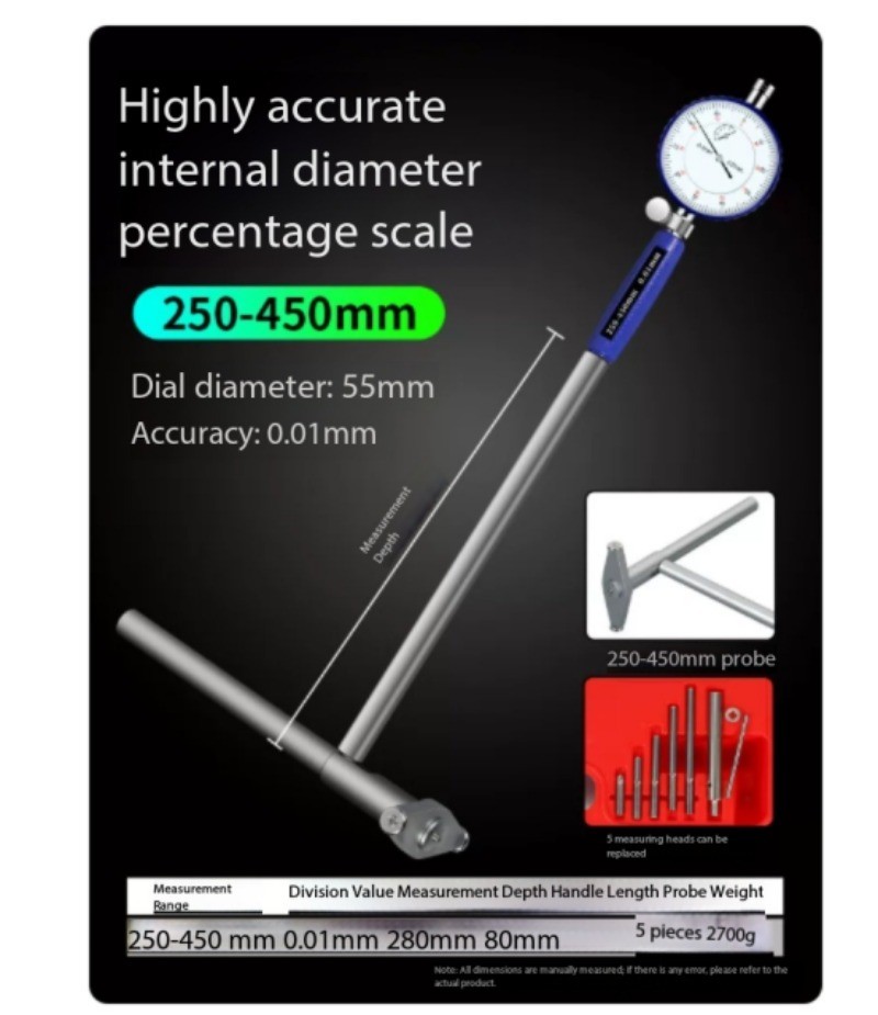 Internal Diameter Dial Gauge CylinderGauge Dial GaugeSet for MeasuringCylinders