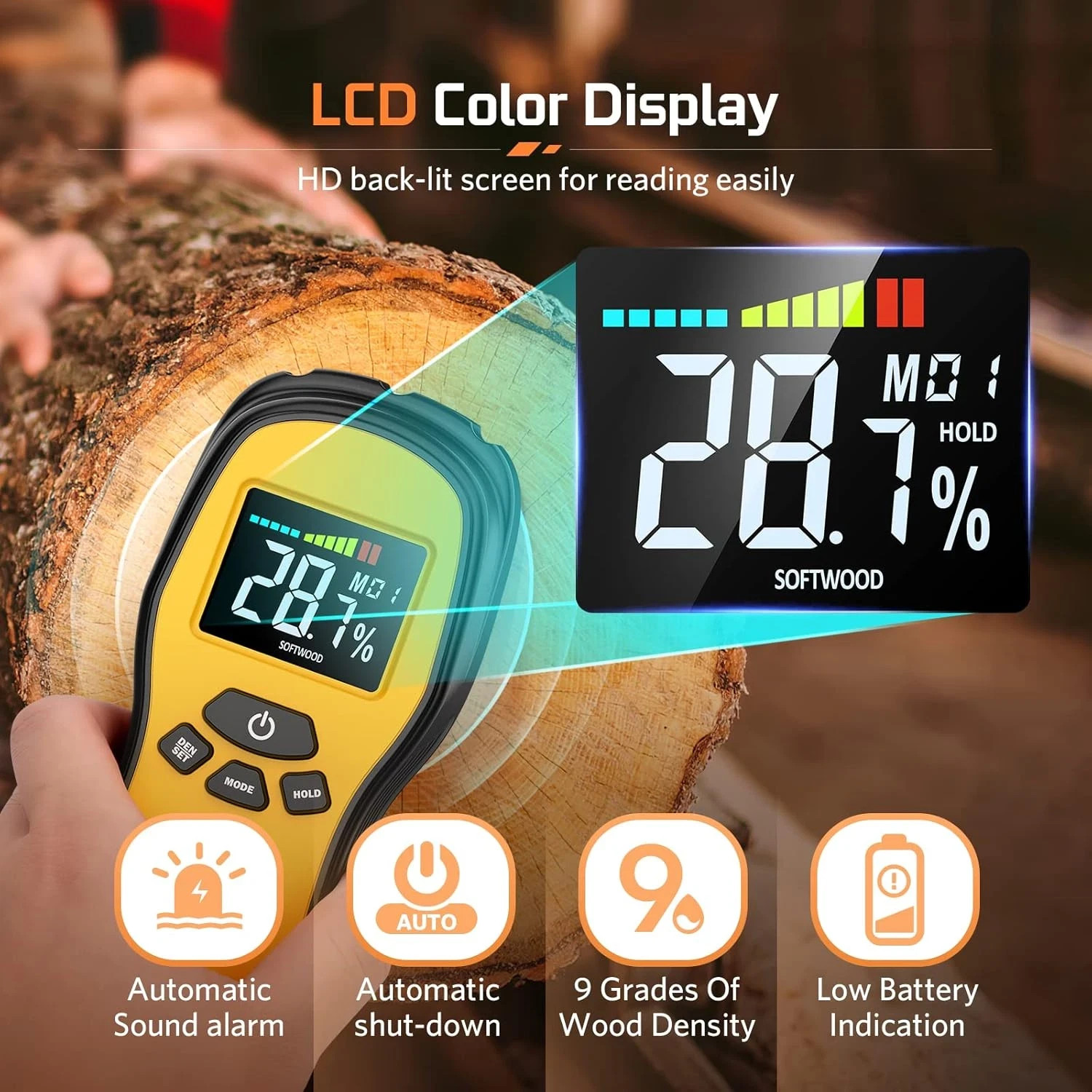 Pinless Moisture Meter – Povlen Wood Moisture Meter Digital Moisture Detector fo