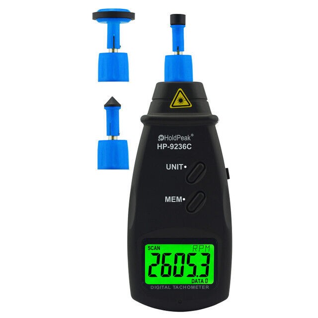 Digital Tachometer Non-Contact 7.0–99999 RPM, Contact 7.0–25000 RPM RPM Tach USA