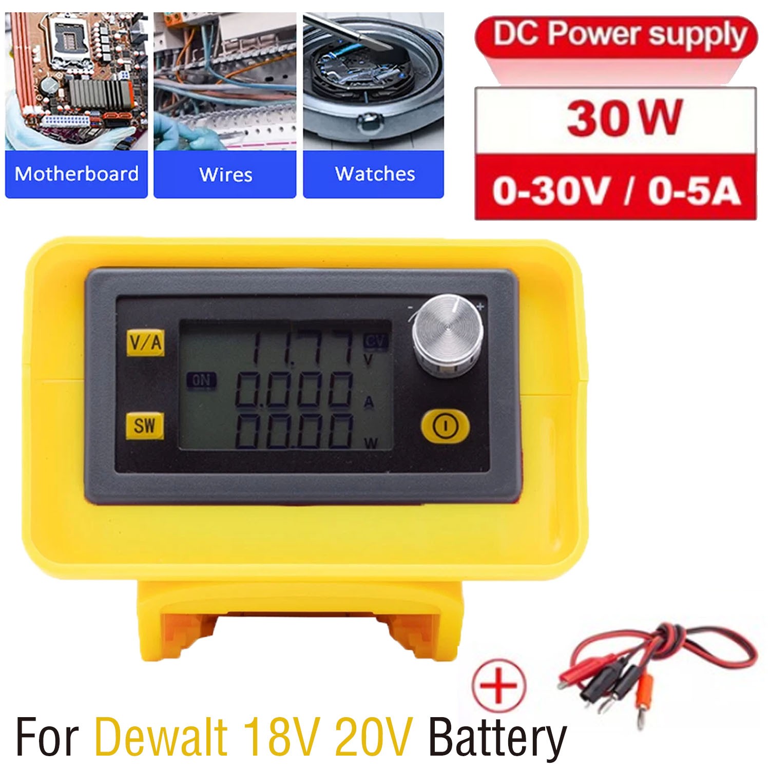 DC Power Supply Adjustable Voltage Digital Display For Dewalt 20V MAX Battery US