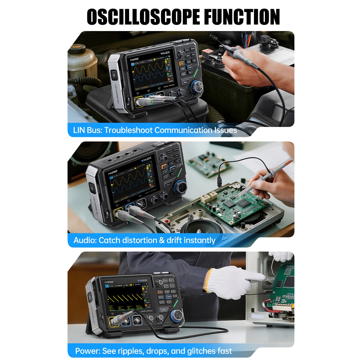 FNIRSI 2D15P Touchscreen Digital Oscilloscope Multimeter Signal Generator 100MHz