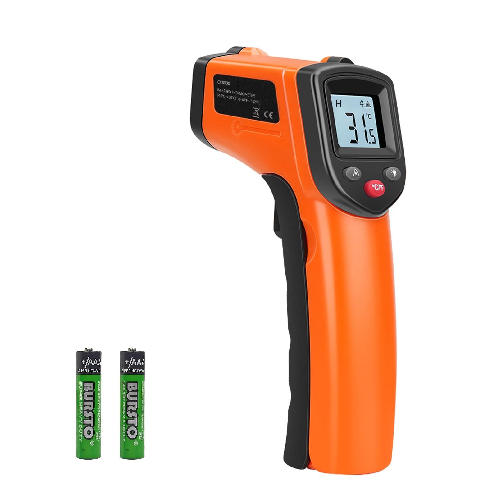 Huijigemy Non-Contact Infrared Thermometer Gun X6000- Handheld Digital Orange
