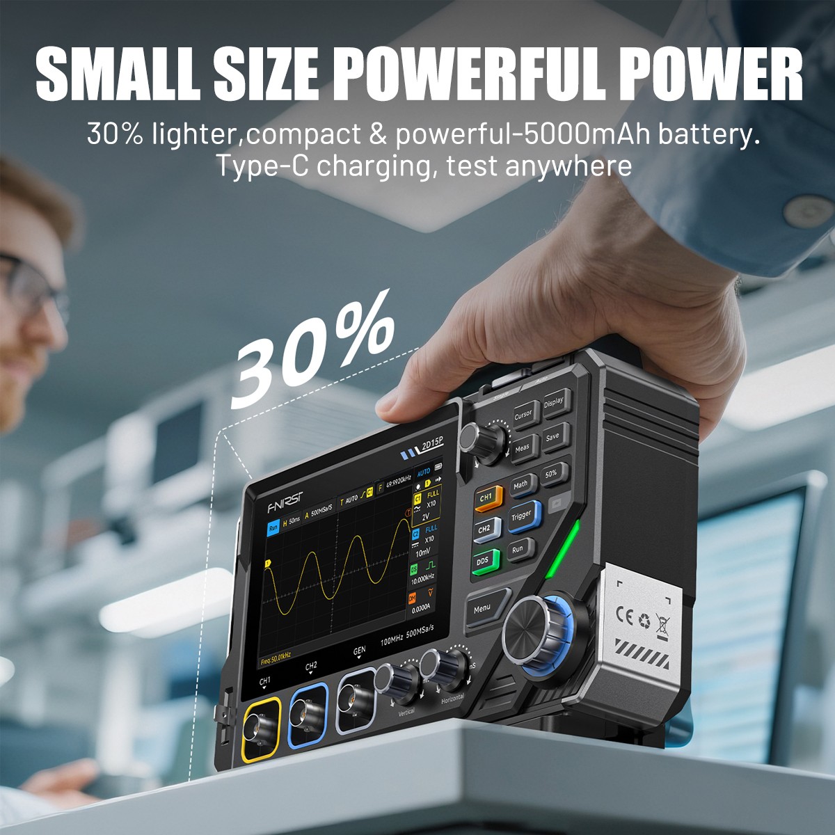 FNIRSI 2D15P Touchscreen Digital Oscilloscope Multimeter Signal Generator 100MHz