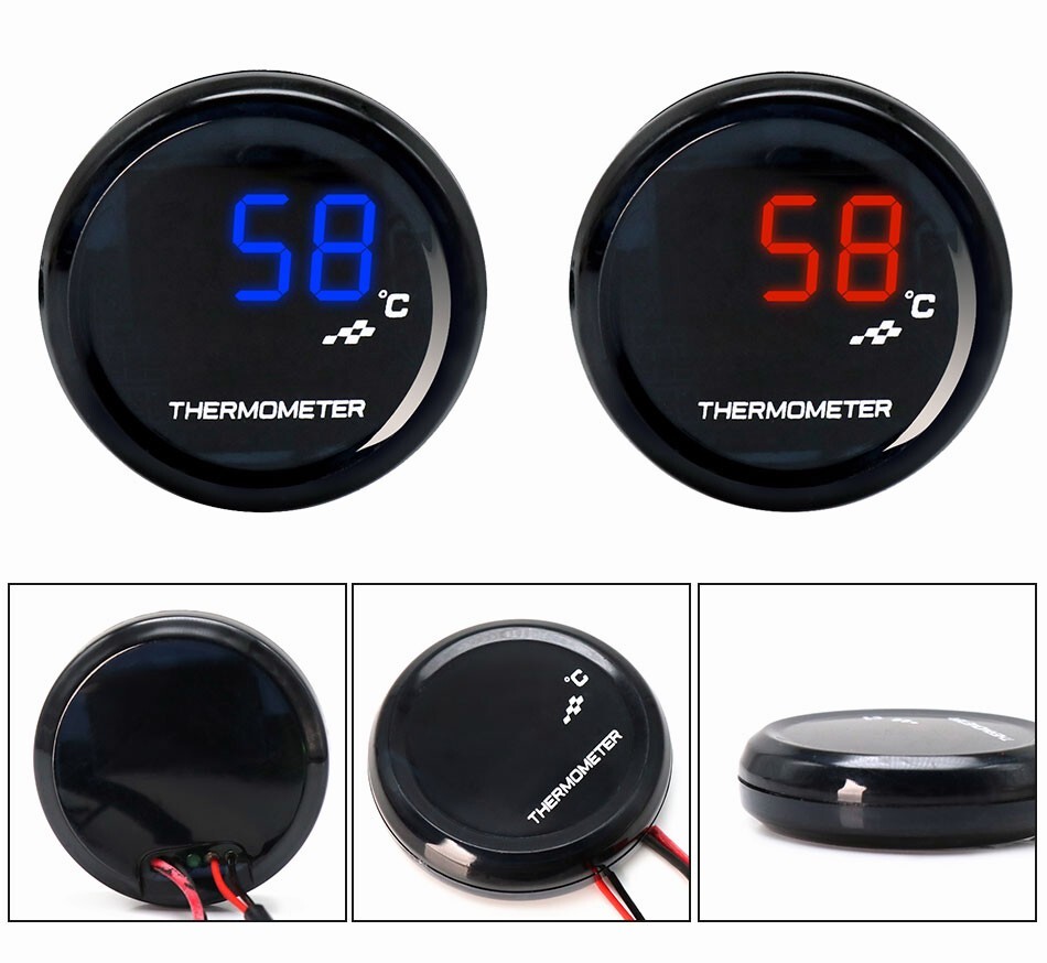 22mm Red/Blue Water Temp Gauge Digital LED Temperature Motorcycle Auto Meter
