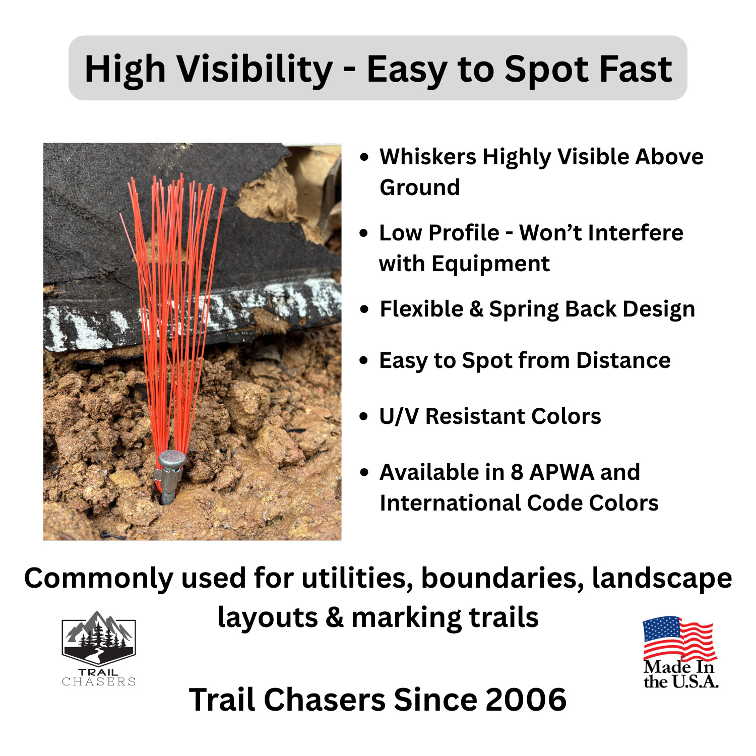 Smi-Carr Stake Chaser Orange 6 Inch Marking Whiskers (75-Count)