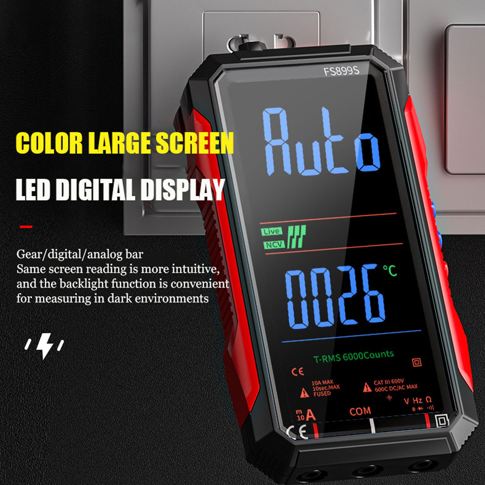 USB Rechargeable Digital Multimeter for Electrical Testing With Storage Case New