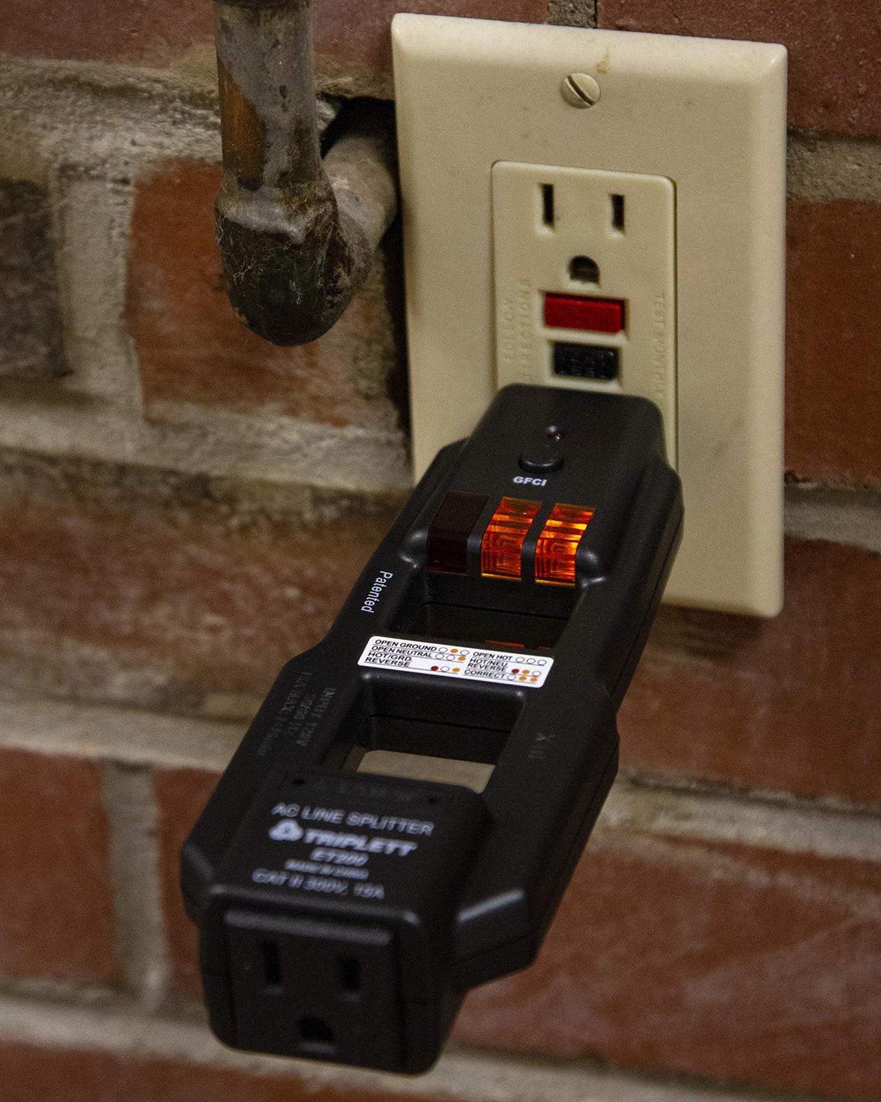 ET200 AC Line Splitter and GFCI Outlet/Receptacle Tester with 5 Visual Indica…