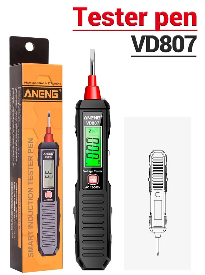 1pc ANENG VD807 Non-Contact Smart Electric Pen Tester AC 12–300V NCV Detector