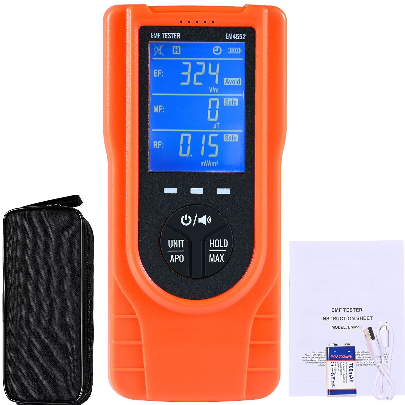 3-in-1 EMF Meter, 5Hz – 3.5GHz, Handheld Rechargeable Electromagnetic