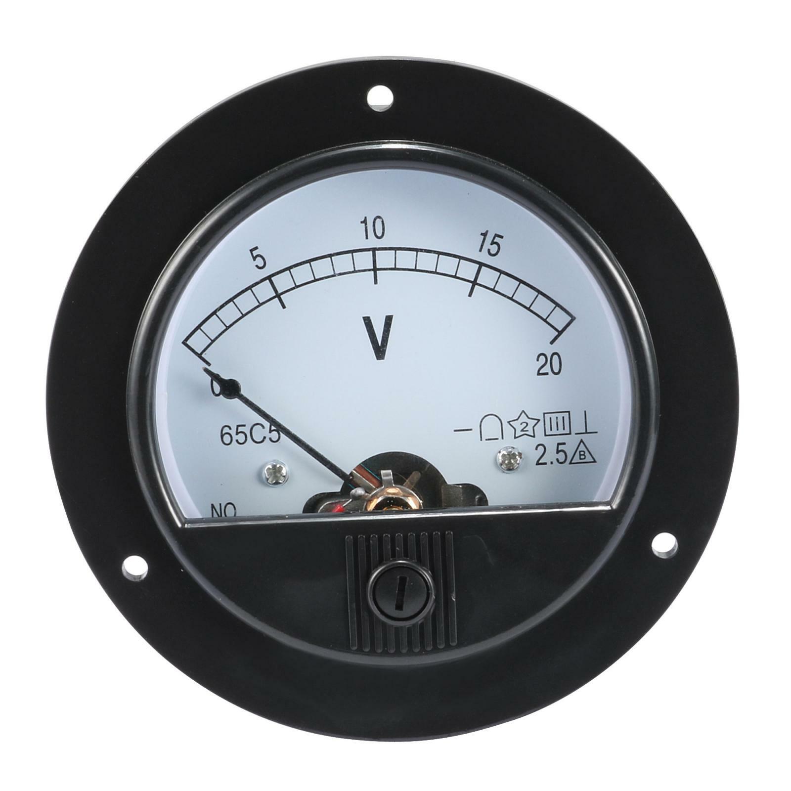 DC 0-20V Round Analogue Panel Meter Volt Voltage Gauge Analog Voltmeter
