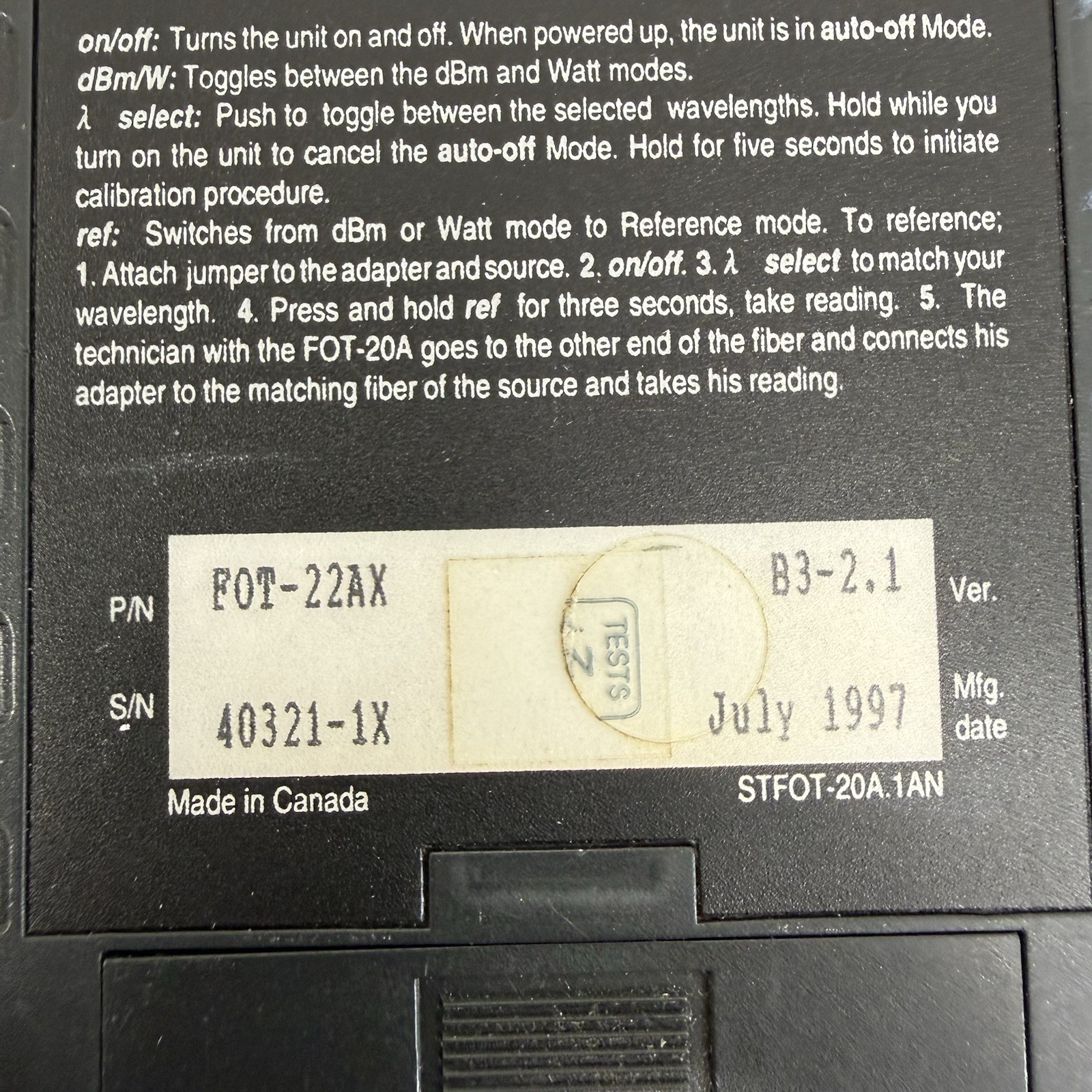 EXFO Engineering Fiber Optic Tester Technology FOT-20A / FOT-22AX