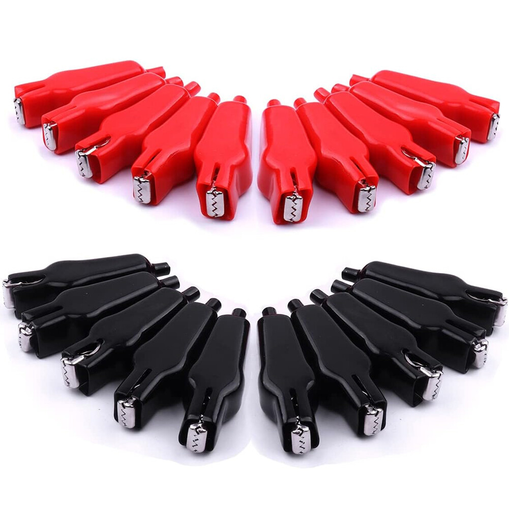 20Pcs Insulated Alligator Clips 20A Electrical Test Alligator Clamp Black Red US