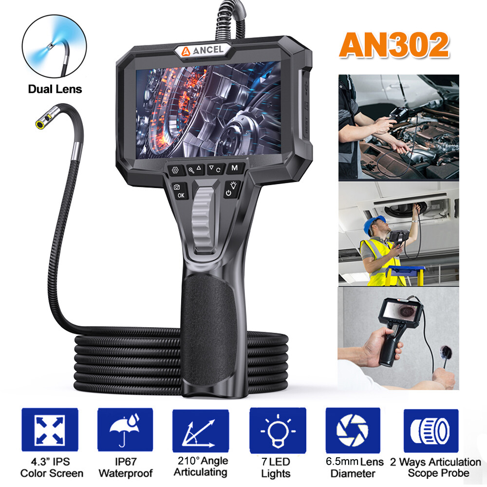 6.5mm 4.3Inch Articulating Borescope Endoscope Inspection Camera With 7LED Light