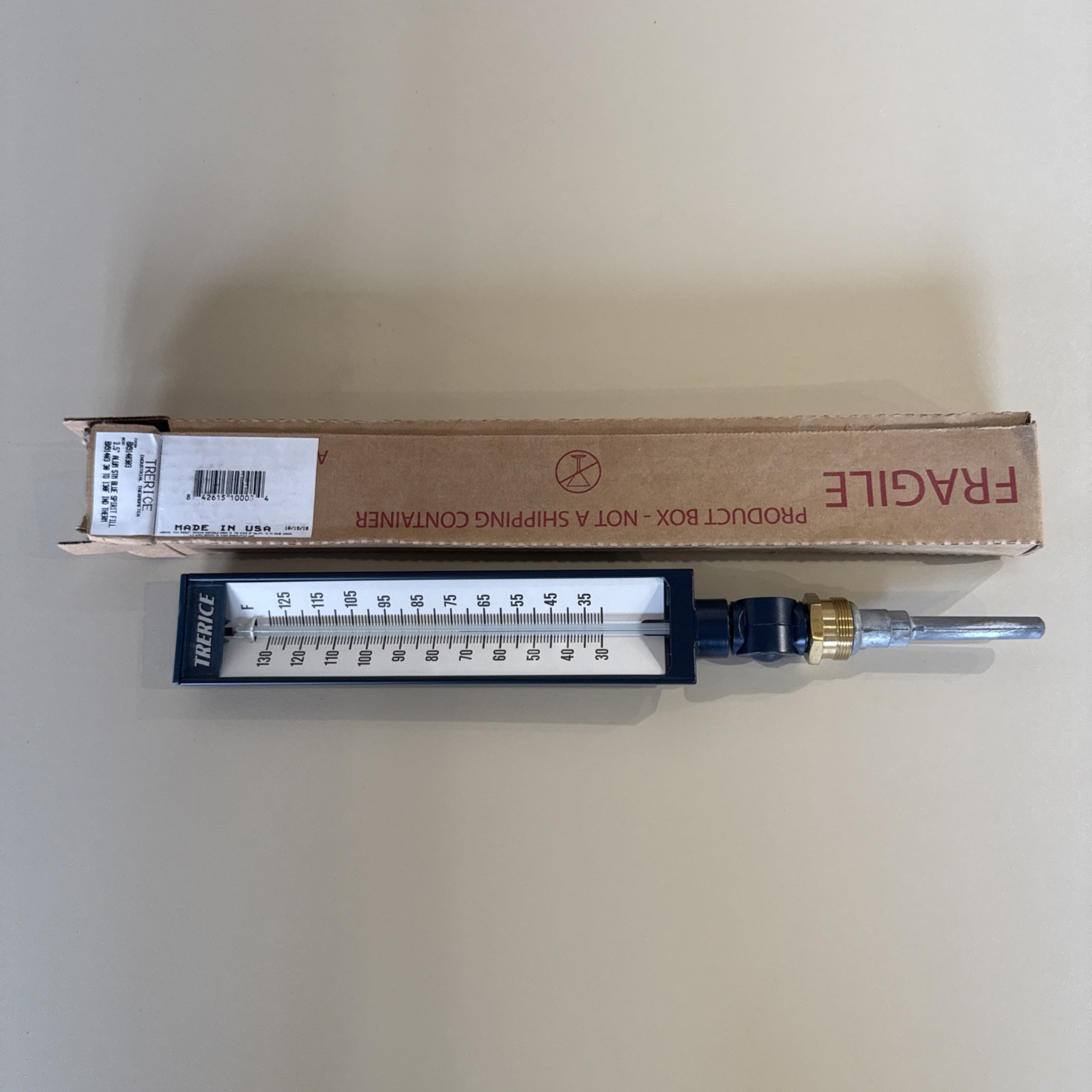 Trerice Industrial thermometer BX9140303 3.5” Aluminum Stem 30-130F New In Box !