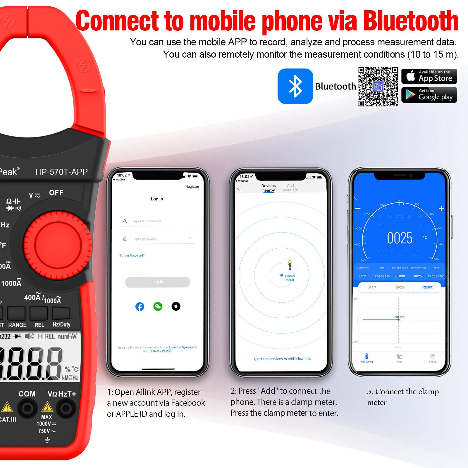 1000A AC/DC Current Amp Clamp Meter Auto Range Clamp on Ammeter Multimeter Temp