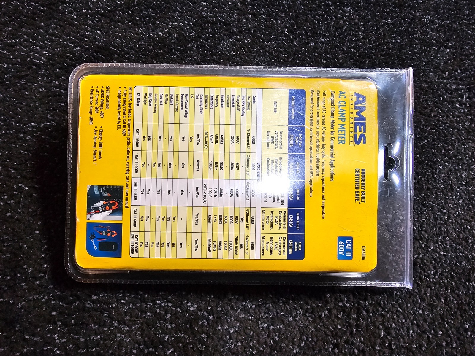 Ames Instruments CM600A Cat III 600 V AC Compact Clamp Meter Digital