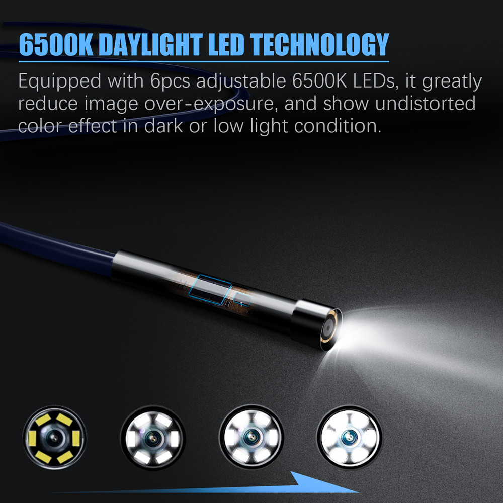 1080P HD 11FT Industrial Endoscope 4.3”Screen Borescope Inspection Snake Camera