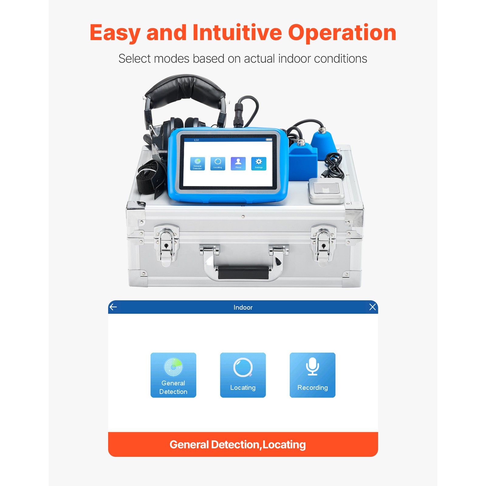 Uimoso Pipe Water Leak Detector 1Hz-10000Hz Range and 7″ Touchscreen, 2 Sensors