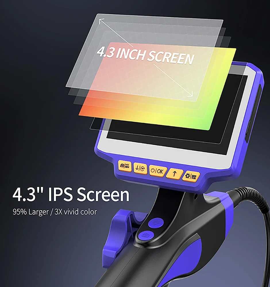 360° Two-Way Articulating Endoscope 4.3 inch Display Inspection Borescope Camera