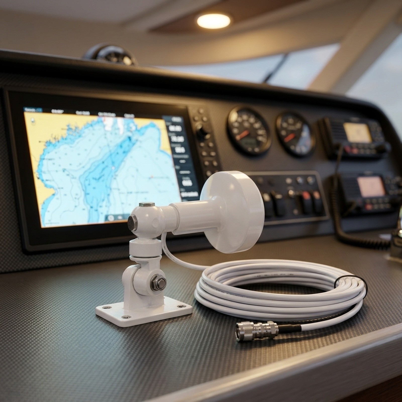 Marine GPS Antenna with TNC Male to BNC Female Adapter and 10 Meter Cable